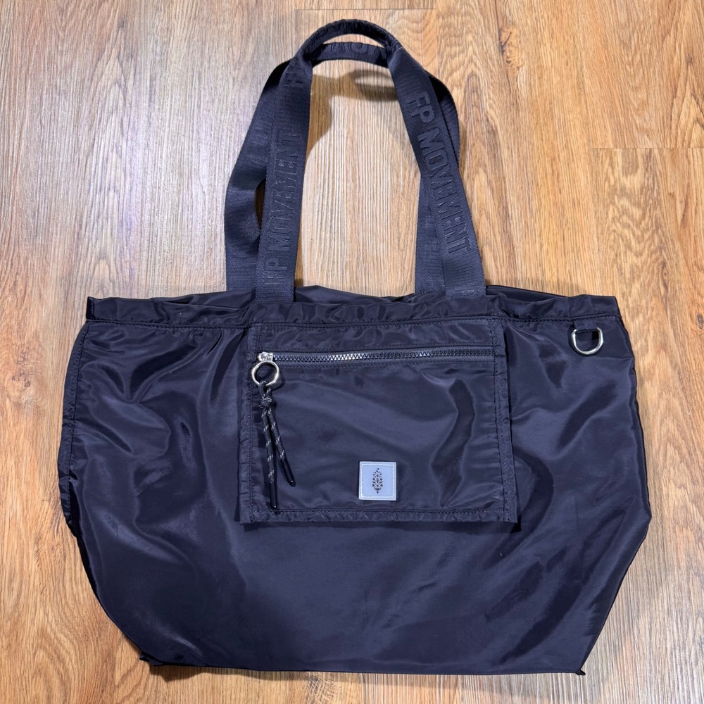 FP Movement Free People Black Nylon Drawstring Tote Bag Gym Travel Carryall